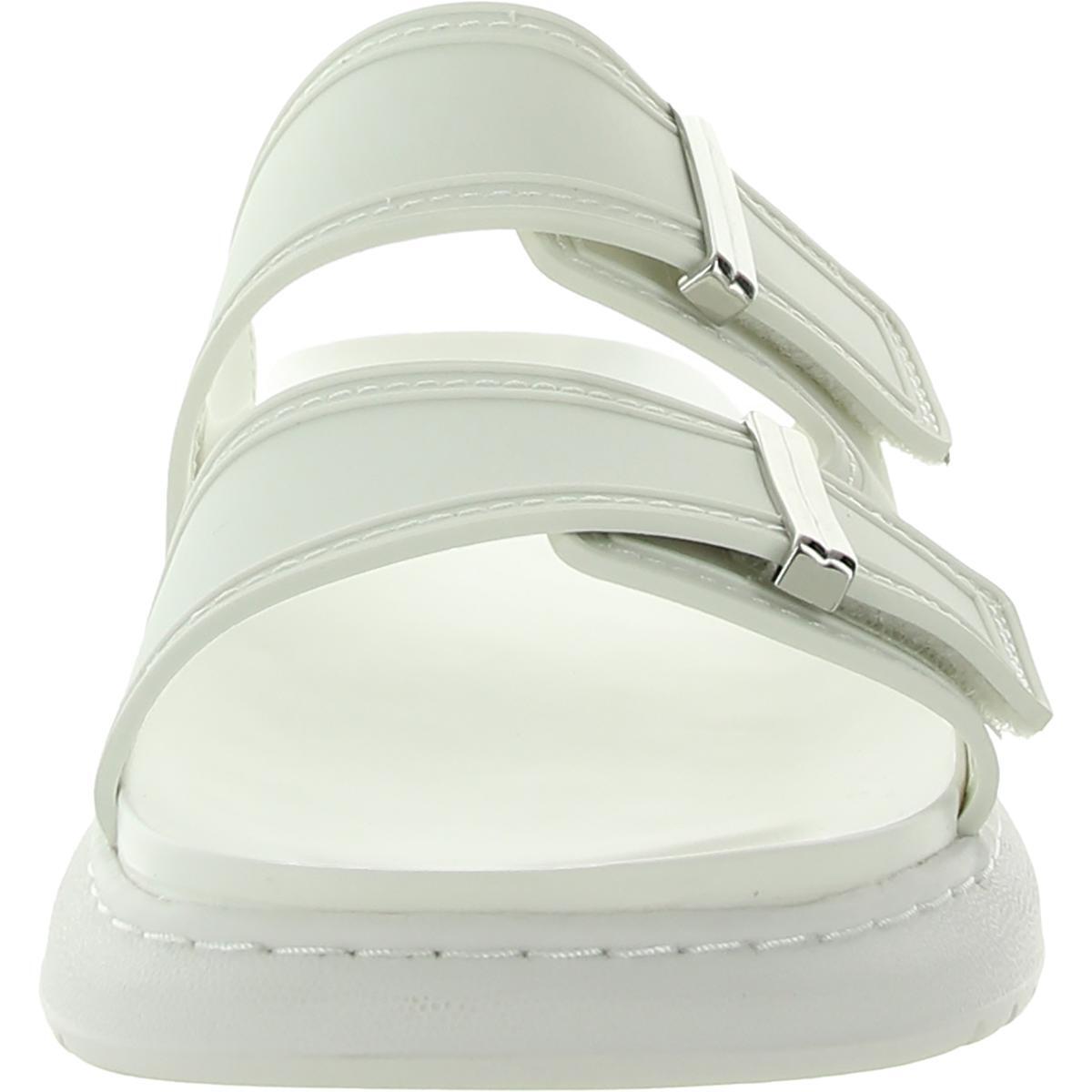 Madden Girl Womens Kingsley White Slide Sandals Shoes 9 Medium (B,M