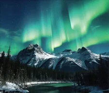 36" X 44" Panel Northern Lights Aurora Borealis Cotton Fabric Panel D482.58