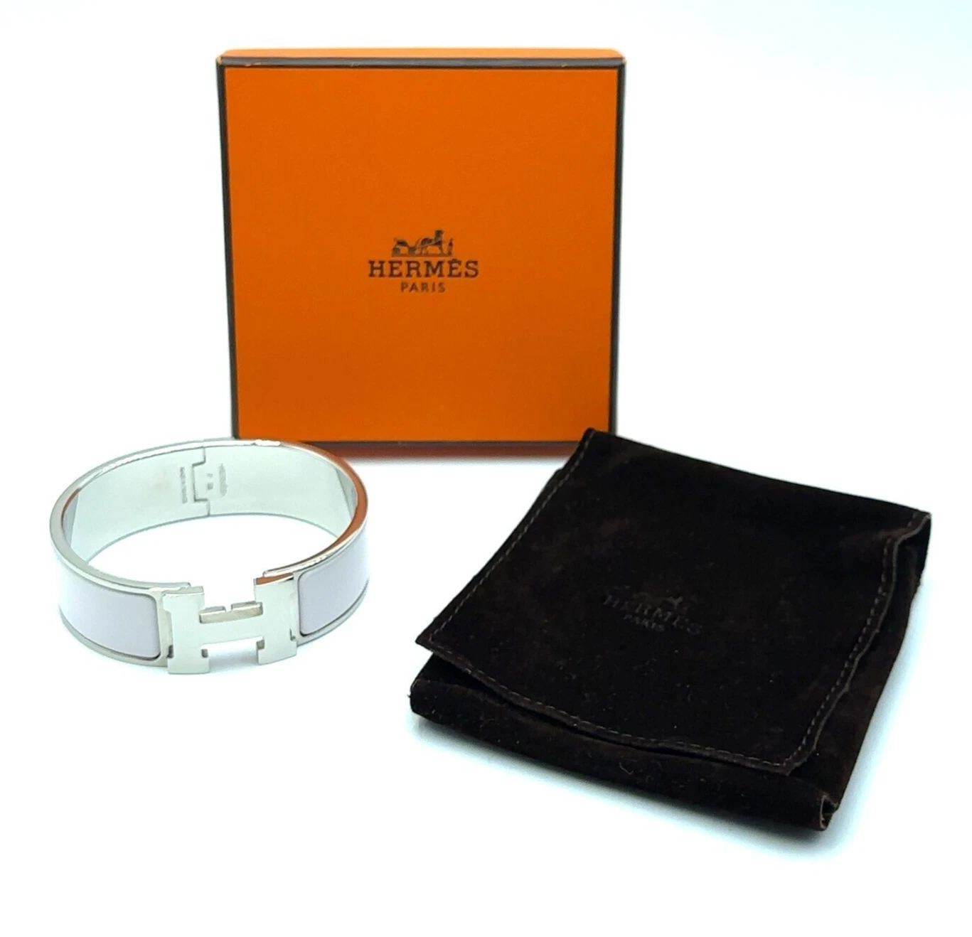 HERMÈS Hermés Bracciale Bracciale Clic Clac H con Smalto Rosè e Rivestimento Palladio NP 710€