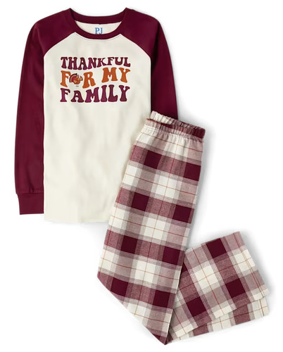 The Children’s Place Unisex Kid Matching Family Thankful Flannel Pajama, Size 5T
