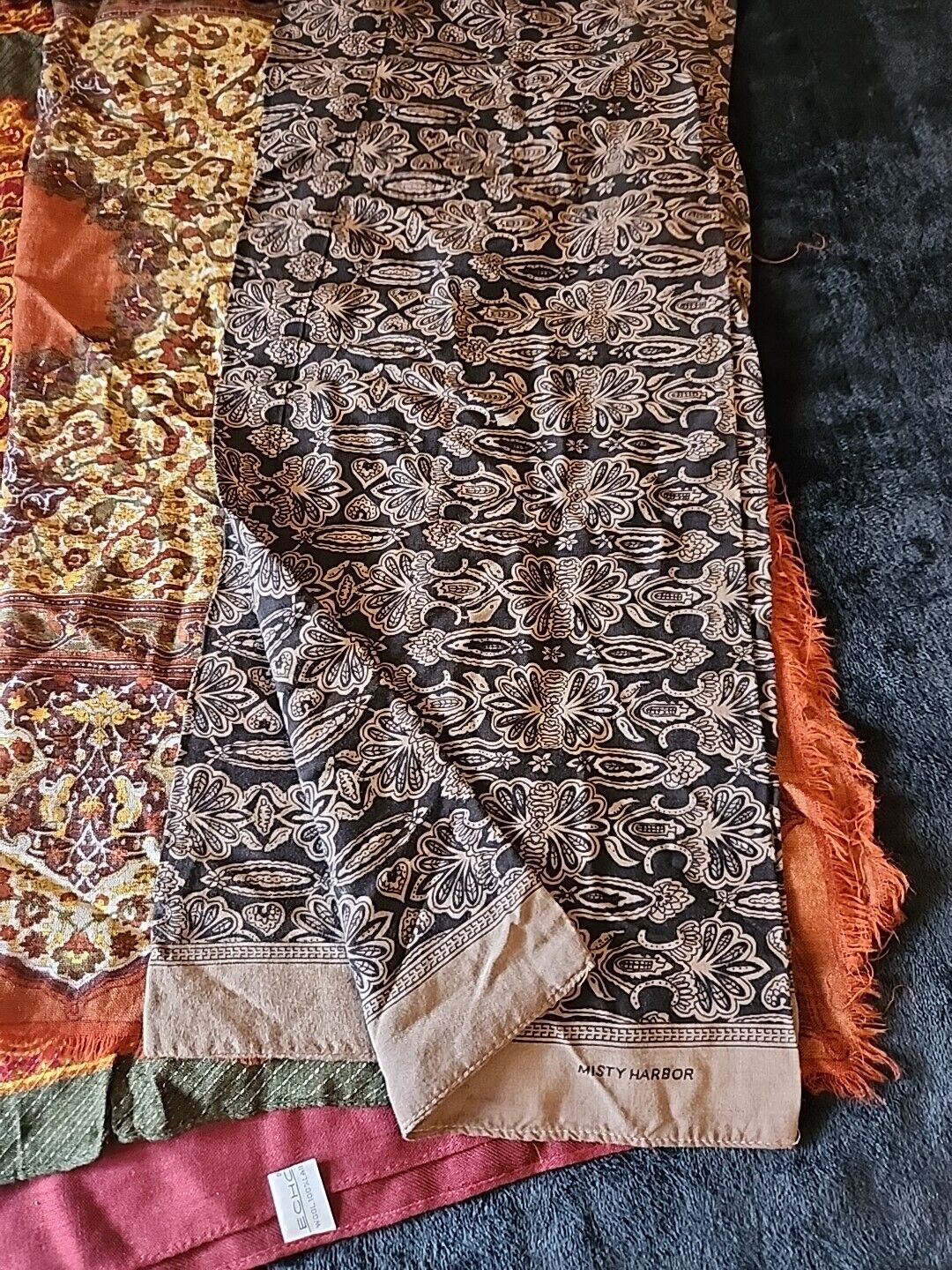 Lot of 11 Vintage Earth Tone Scarves & Wraps - image 8