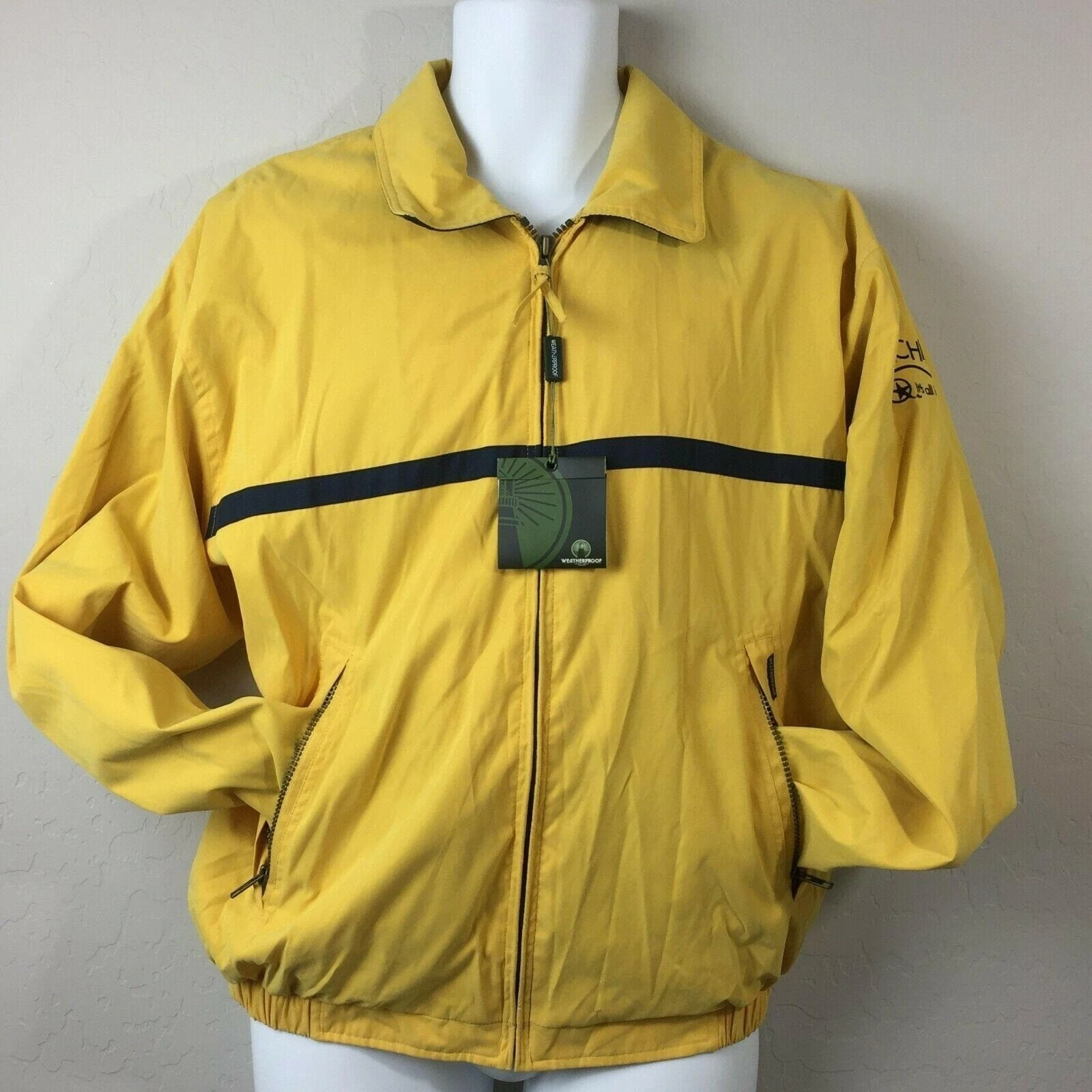 Weatherproof Mens Achievers Micro Fiber Windbreaker Jacket Yellow Blue Small