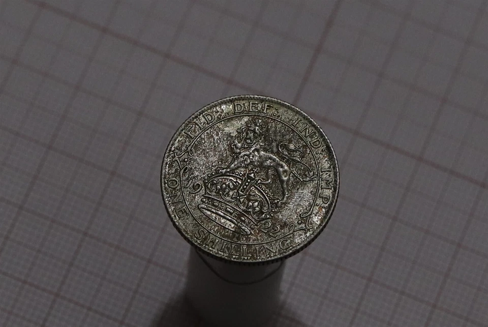 🧭 🇬🇧 UK GB SHILLING 1922 SILVER HIGH GRADE LOVELY TONING B75 #Z8035 - Image 2 of 3
