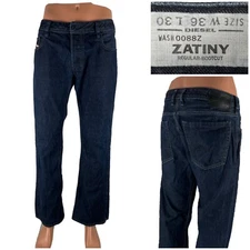 Diesel ZATINY Mens 36 X 30 Jeans 0088Z Regular Bootcut Blue 100% Cotton Denim