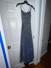 prom dress, size 6, metallic blue, Camille la Vie, new with tags, never worn