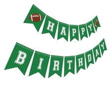 Football Birthday Banner  Football Theme Happy Bday Bunting Sign Football Pa...