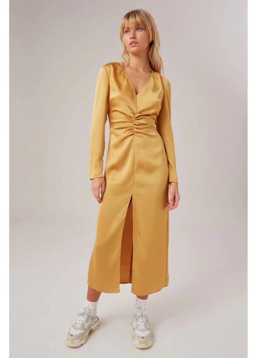 The Fifth Label Size XS Golden Yellow Long Sleeve Population Dress