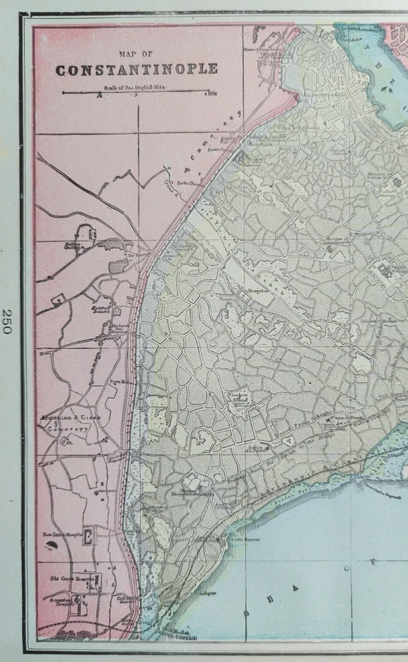 Mapa vintage 1900 CONSTANTINOPLA TURQUÍA 14"x11" antiguo original ESTAMBUL Foto 3 de 4