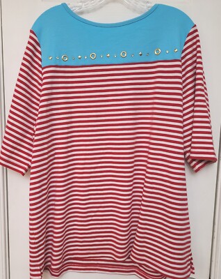 Quacker Factory XL Patriotic America 250 Top Red White Blue with Gold
