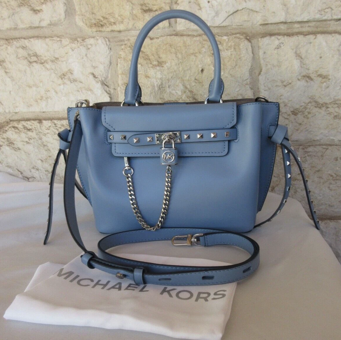 MICHAEL Michael Kors Sky Blue Leather Mini Hamilton Crossbody Bag MICHAEL  Michael Kors