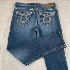 Big Star Maddie Jeans Women 31 R Blue Skinny Mid Rise Straight Western Cowgirl