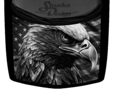 Gray Drawn Bald Eagle American Flag Truck Hood Wrap Vinyl Car Graphic Decal