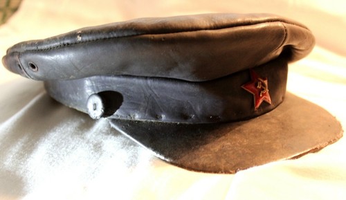ORIGINAL NKVD OGPU CHEKA SOVIET PARTISAN WW2 LEATHER VISOR CAP HAT WITH RED STAR - 第 7/12 張圖片