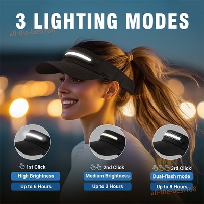 Men & Women Summer Sun Visor Hat Adjustable Baseball Cap Sunshade Cap W/ Light