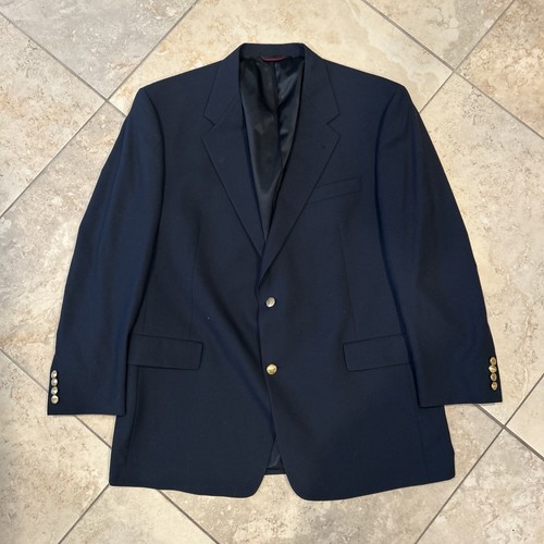 Hart Schaffner & Marx Blazer Men's 46R Navy Blue 2 Gold Button Sport Coat Jacket - Picture 2 of 9