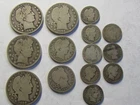 Lot of 14 US Barber Silver Coins 1902-1911