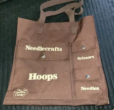 The Creative Circle Vintage Needlecraft Brown Canvas Tote Bag  New 14"x15"