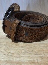 Tony Lama Vintage Filigree Tooled Leather Western Trophy Belt Sz 36