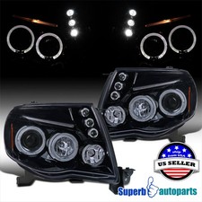 Black Smoke Fit 2005-2011 Toyota Tacoma Halo Projector Headlights Led Tube 05-11 Black Smoke Fit 2005-2011 Toyota Tacoma Halo Projector Headlights Led Tube 05-11