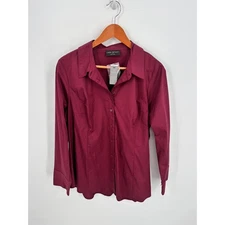 LANE BRYANT NWT Maroon No-Peek Collection Button Down Shirt // 14