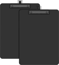 2 Pack Black Clipboard with Pen Holder, 8.5 X 11 Plastic Clip Boards with Bla...