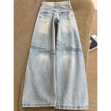 Women's Jeans Lightblue Washed Loose Wideleg Summer New Highwaist Slimming Drape