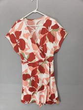 Nine West Women Dress 2XL Floral Print Wrap Style V Neck Tie Waist Short Sleeve