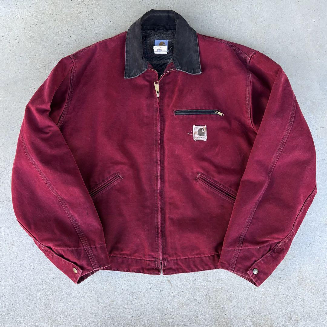 Vintage Carhartt Detroit Jacket Crimson Red J97CRI USA Made Vintage Carhartt Detroit Jacket Crimson Red J97CRI USA Made
