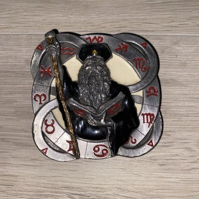 Vintage Gürtelschnalle Zauberer Tanside Ltd 1992 Zinn Pewter Belt Buckle