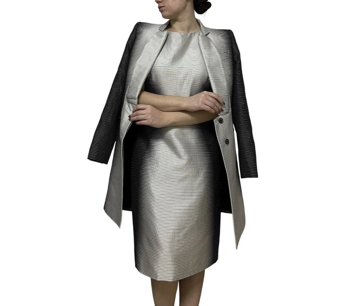 Alexander McQueen — NWT Alexander McQueen 2009 Spring Womens Suit 2 Piece Blazer/Dress Striped Sz 44