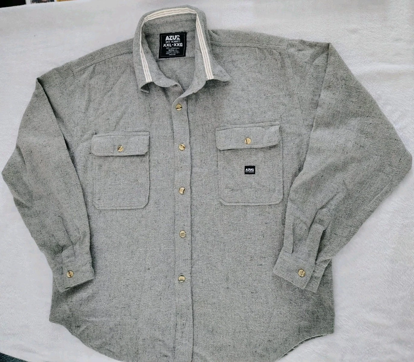 Azure Men's XXL Cotton Flannel Shirt Gray Button Front Workwear Utility Style
Opens in a new window 