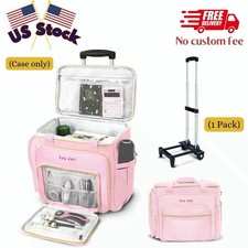 Large Rolling Craft Bag with Wheels - Water Resistant Tote - Pink
