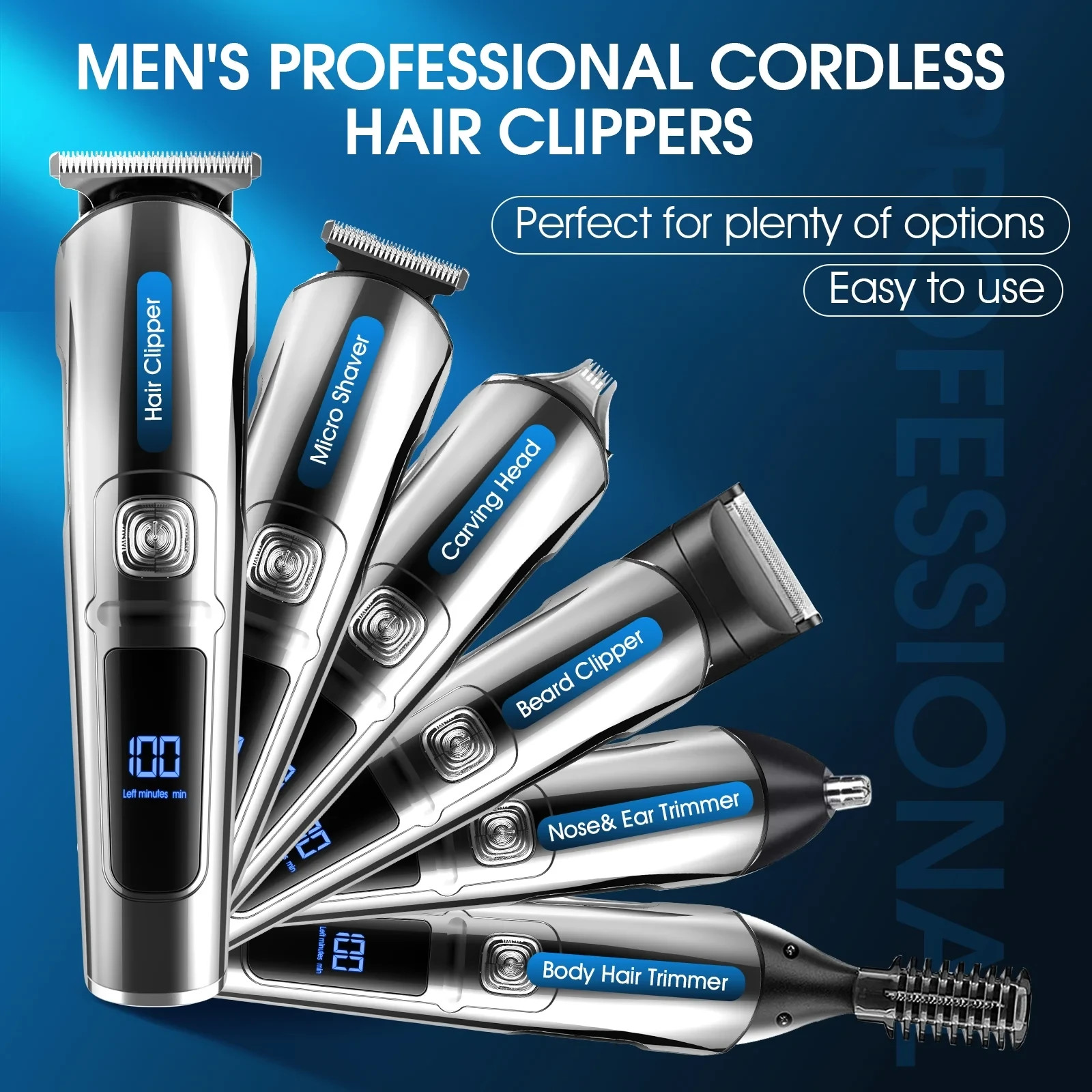 Hair Clippers for Men, Hair Trimmer, Men's Grooming Kit, Beard Trimmer, 15 in 1