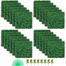 Artificial Boxwood Panel UV Protected 24-Piece Hedge Wall Panels Grass Backdrop