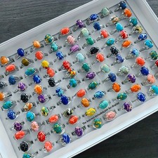 50/100Pcs Wholesale Lot Mixed Rings Malachite...