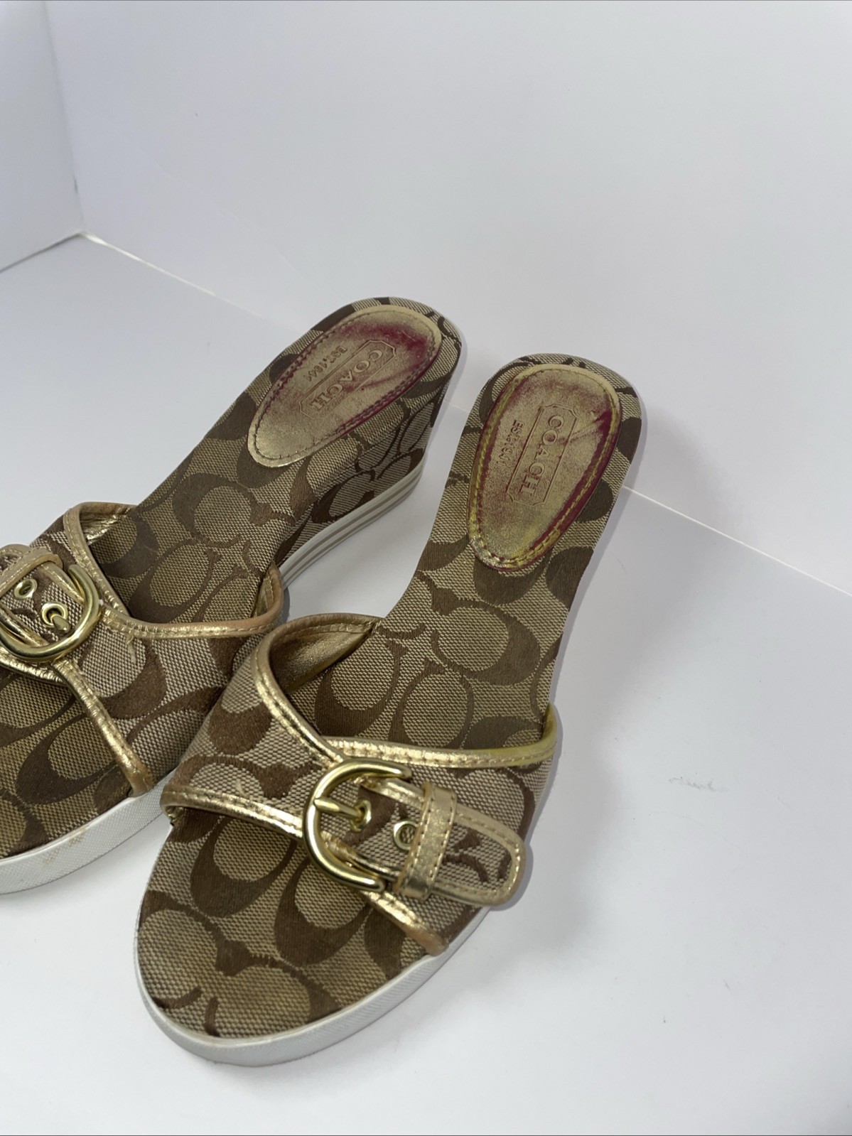 Coach Vintage Brown Leather Pumps Heels Look At All Photos And Description