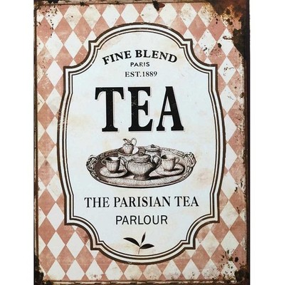 Vintage Blechschild - Fine Blend Tea Wandschschild Metall 35 x 26 cm Dekoschild