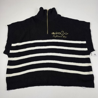 Disney Star Wars Sweater Womens 2X Black Striped 1/4 Zip Mock Neck Dolman Knit