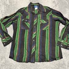 Wrangler Shirt Mens XL Western Pearl Snap Plaid Vintage Flannel Long Sleeve