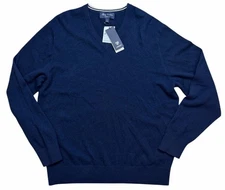 DANIEL CREMIEUX XL NAVY BLUE V-Neck LUXURY CASHMERE Sweater NEW $200