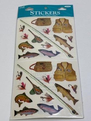 FMI Fishing Fun Stickers Two 5x4.5 Sections Acid-Free Sheet