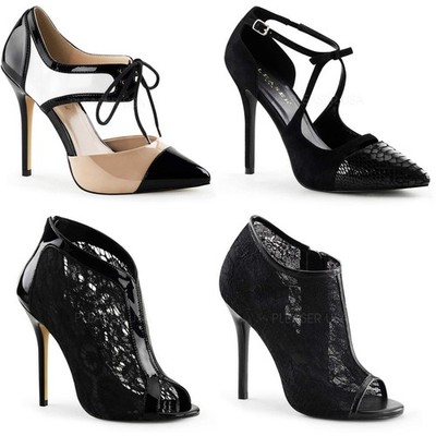 Pleaser Tri-Tone Lace Up Closed Ankle D'Orsay High Heels Adult Women Amuse3X4X5X