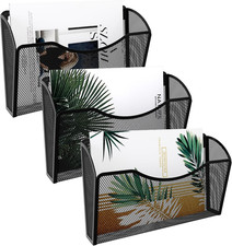 Wall File Organizer 3 Pack, Hanging File Organizer Wall Mount, Metal Mesh Folder
