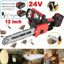 12in Electric Chainsaw 4000W Cordless Brushless Wood Cutter +2 Battery & Charger