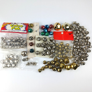 Vintage Jingle Bell Lot 180+ Mixed Size Gold Silver Multi-Color Crafts