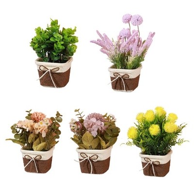 Fake Plant in Basket Colorful Fake Faux Flowers Bouquets for Desks and Shelves