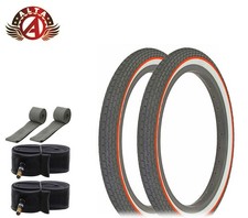 BICYCLE WIRE BEAD TIRE 16" X 1.75" SMALL BRICK WHITEWALL RED LINE 6PC BUNDLE.