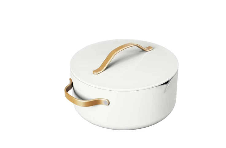 5 Quart Ceramic Non-Stick Dutch Oven with Strainer Lid, White Icing
