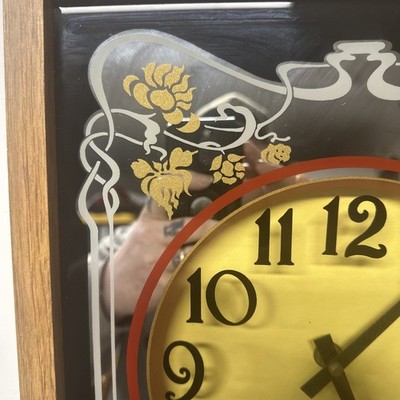 Vintage Coca Cola Mirrored Wall Clock Wood 25x13 Battery Powered