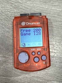 SEGA Dreamcast - OEM Clear Red VMU Virtual Memory Unit w/ New Batteries - Tested